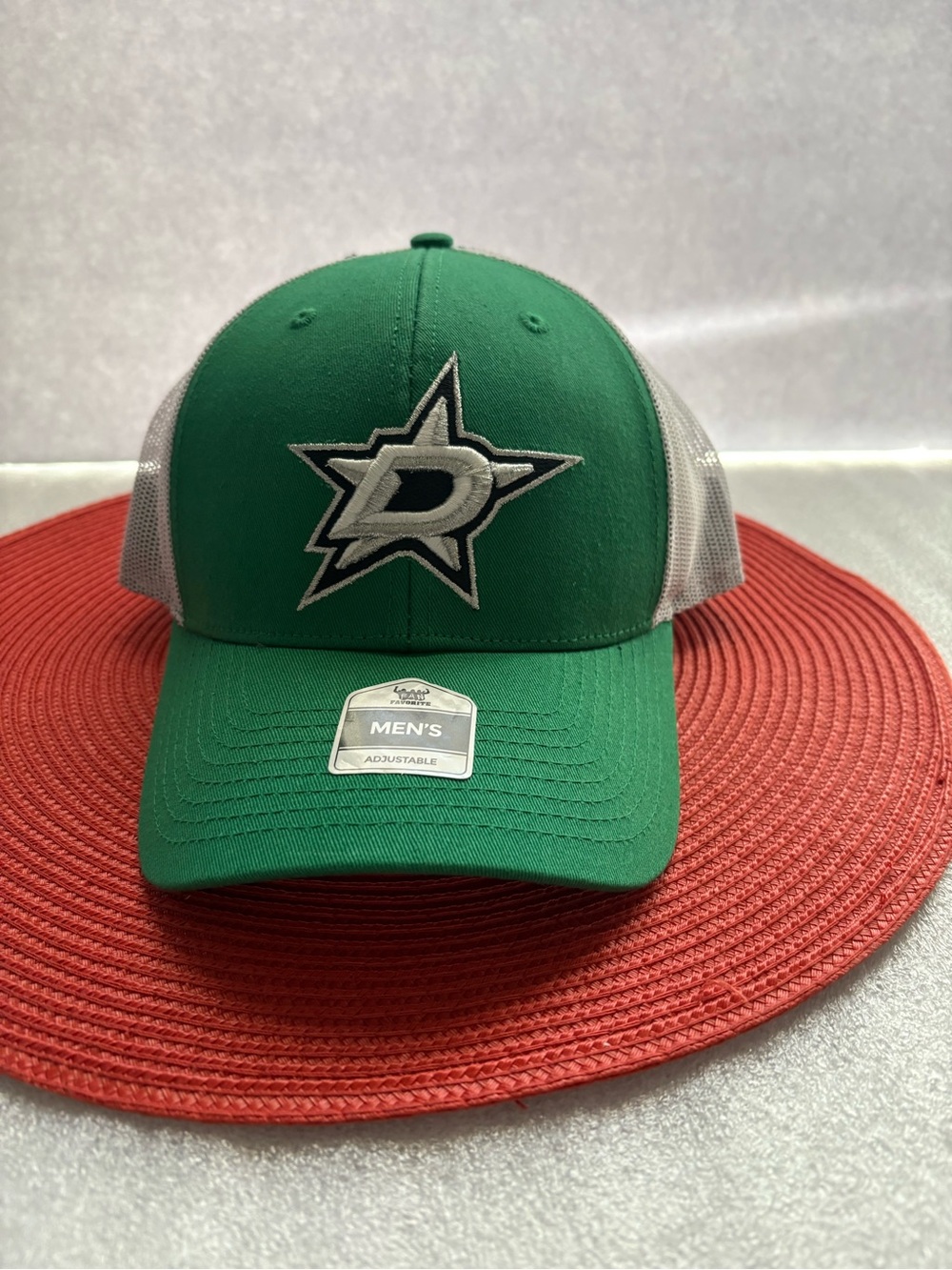 Green Mesh-Back Trucker Hat with White Logo - Men's Adjustable